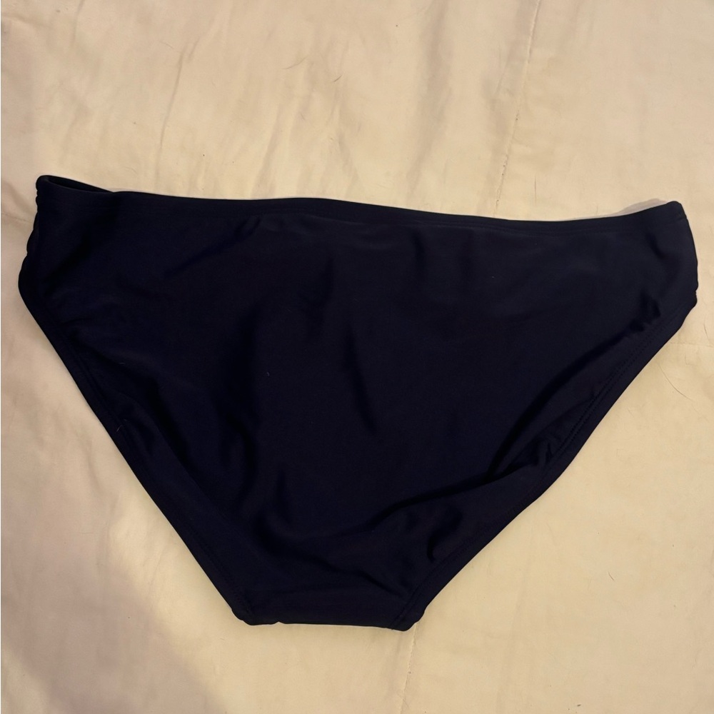 Kona Sol Dark Solid Navy Blue High Coverage Hipster Minimalst Bikini Bottom ONLY - Picture 11 of 17